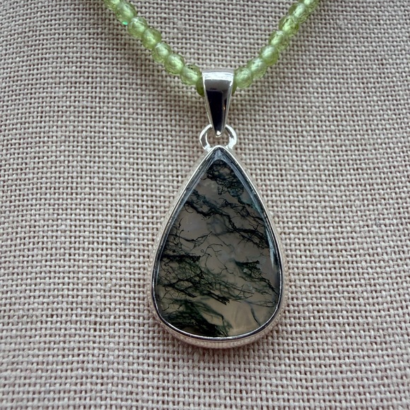 High Quality Moss Agate 925 PendantNatural Green InclusionPendant Only